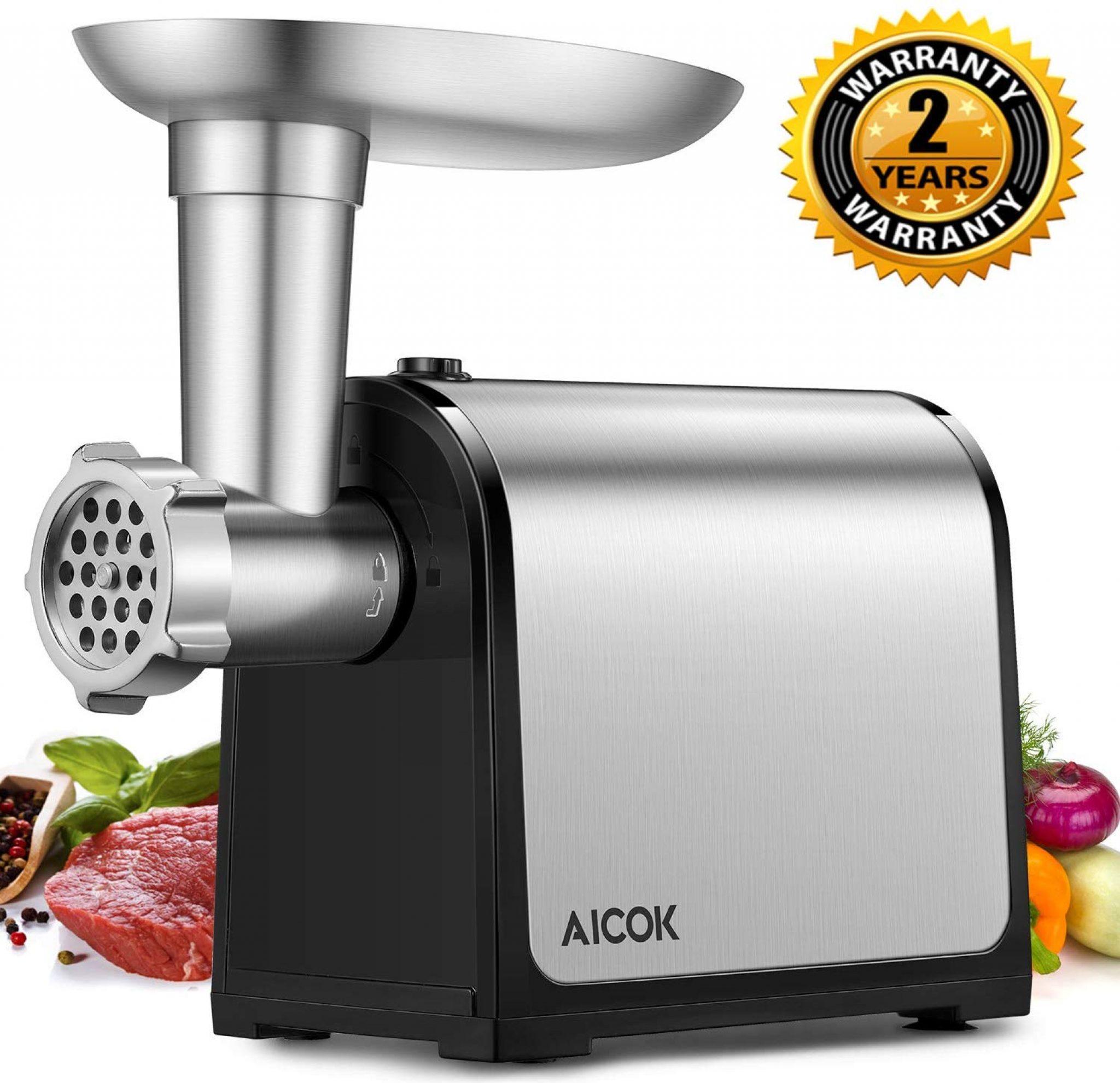 Hachoir Viandes Électrique, 2 en 1 Hachoir à Viande avec 2 plaques de